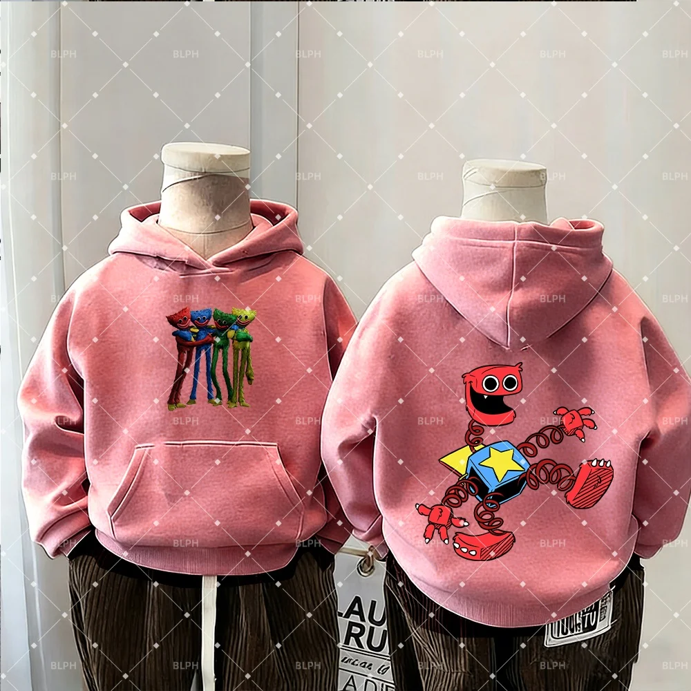 

Новая толстовка с капюшоном Poppy Playtime 2026: милый плюшевый мультяшный пуловер с длинными рукавами для мальчиков и девочек