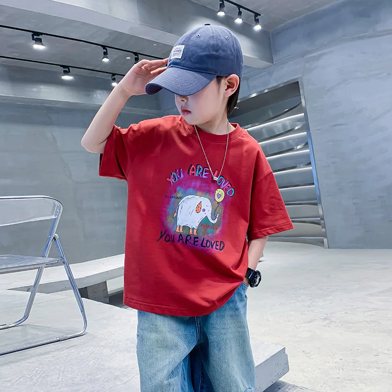 

Boy Summer Clothing Dumbo Cotton Short SleeveTT-shirt2024New Children's Boys' Summer Fried Street Half Sleeve Shirt Fashion