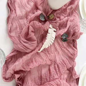 Semi-transparent gauze table corridor sage gauze table configuration vintage wedding party Christmas banquets arches cake decoration cake decoration 8 Main Sales Table Path - №7