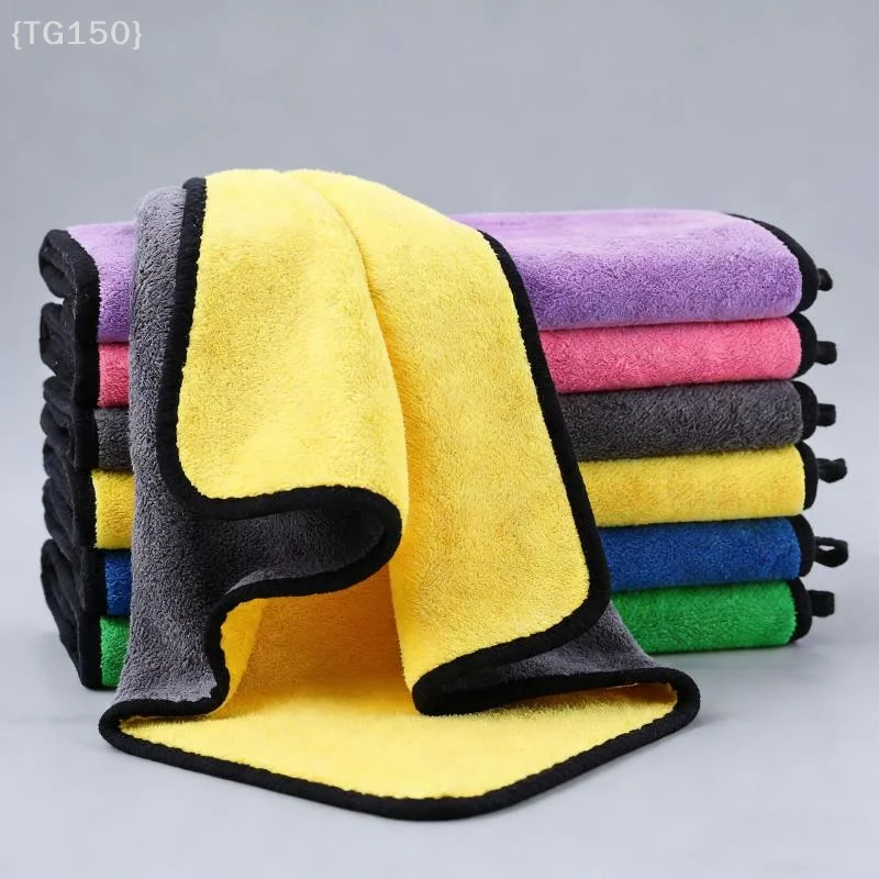 〔T〕Thick Coral Fleece Microfiber Cleaning Towel, Double-sided Absorbent Cloth for Car & Home Cleaning