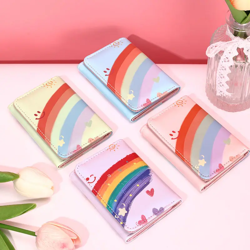 

Rainbow Cartoon Wallet for Girls Women Cute PU Leather Short Billfold Purse Kawaii Sublimation Mini Card Holder
