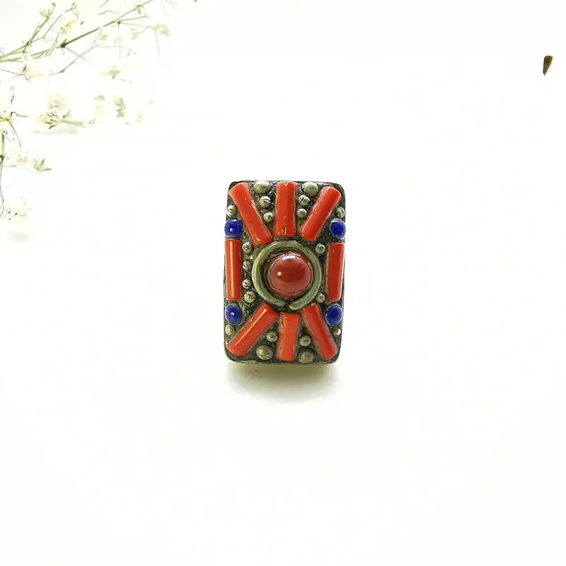 Vintage Flower Rings Tibetan Ethnic Jewelry Open Size Finger Ring R106