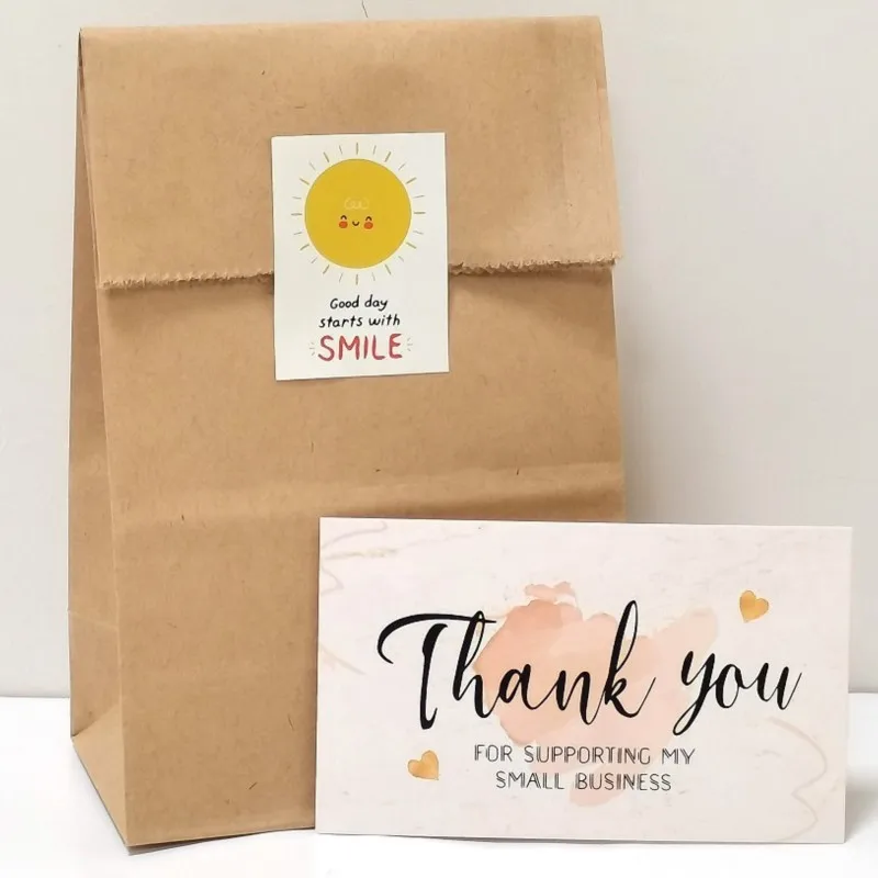 10-30 قطعة بطاقات شكر رائعة مع تصميم زهرة لبطاقة تقدير الأعمال الصغيرة بطاقات تزيين الهدايا 9x5.4 سم #1