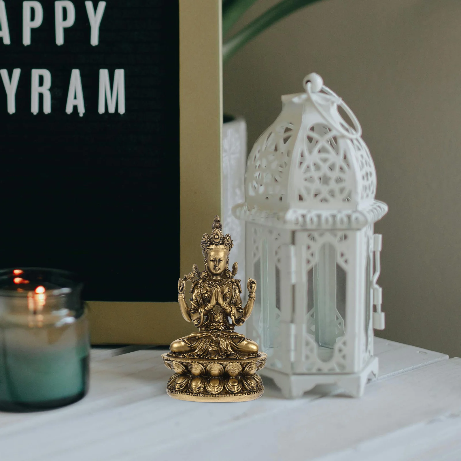 

Indoor Imitation Bronze Buddha Statue Ornaments Office Home Decor Small Resin Figurine