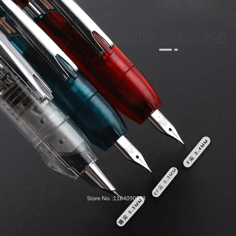 

Hot Lanbitou 3088 Smooth Press Fountain Pen Student Retractable EF Nib Resin Transparent Blue Pen Writing Stationery School New