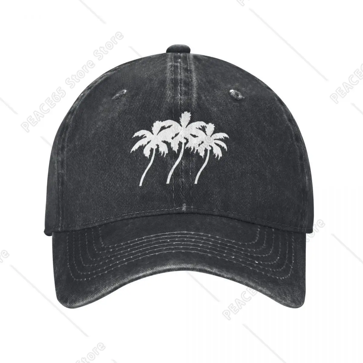 White Three Coconut Trees Designed Summer Retro Denim Washed Baseball Caps Men Cowboy Sunscreen Hats Hip Hop Peaked Cap