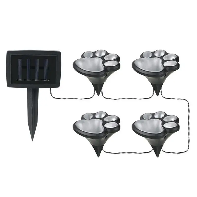 SOFT-Wireless Set Of 4 Solar Dog Print Lights Garden Statue Lantern LED Path Light Outdoor Animal Pet Lamp