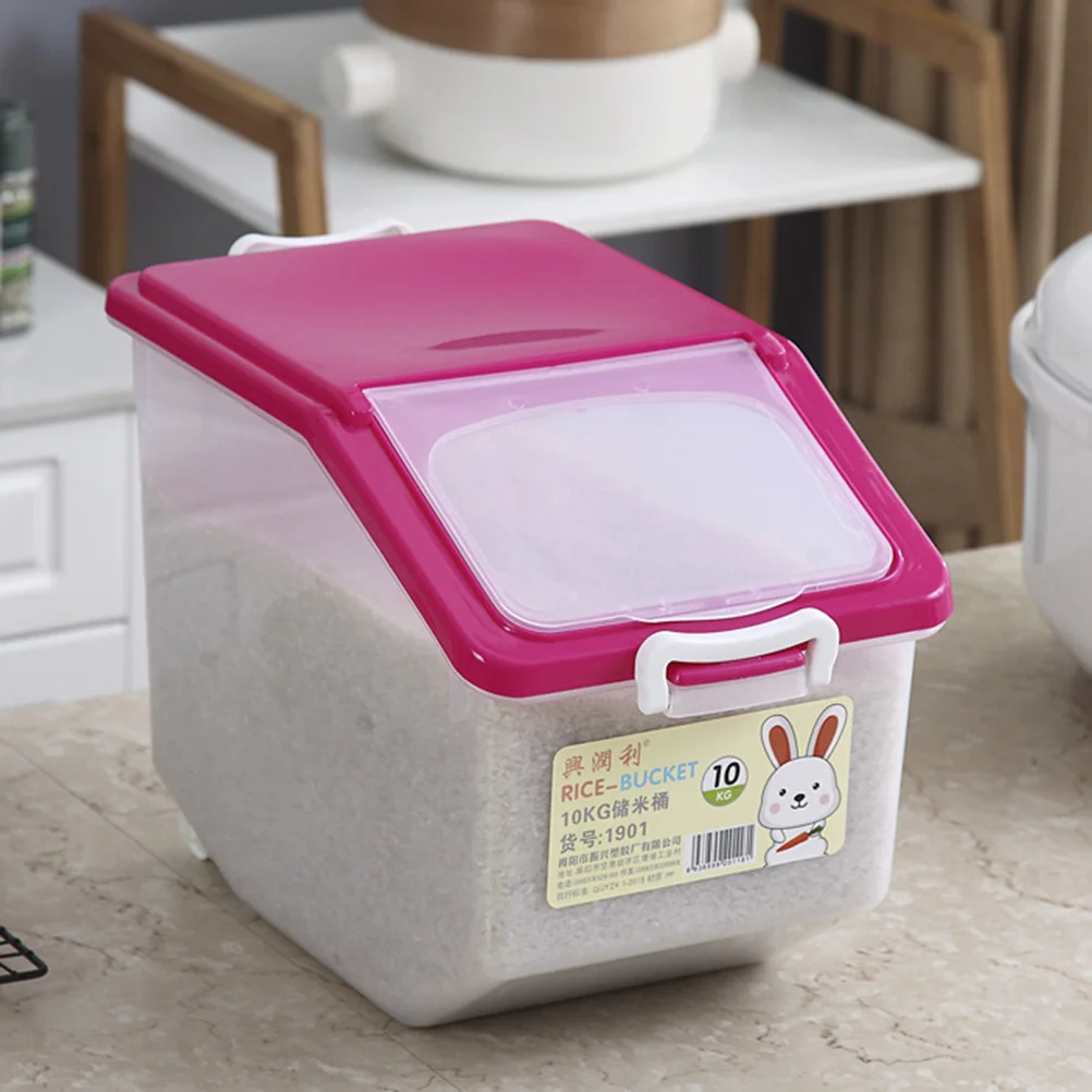 Household Moisture-Proof Rice Bucket Plastic Sealed Storage Box 10kg Kitchen Flour Storage Container Space-Saving