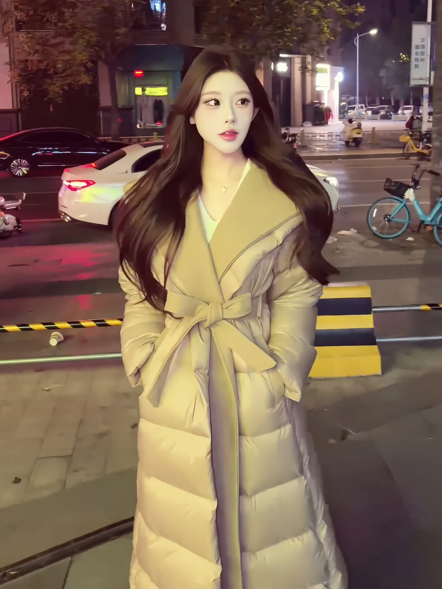 Ele Long mujer abajo Jaet cinturón cintura cuello atado prendas de vestir exteriores cálidas invierno 2025 nuevo Sle francés Sle Thiened Du abajo