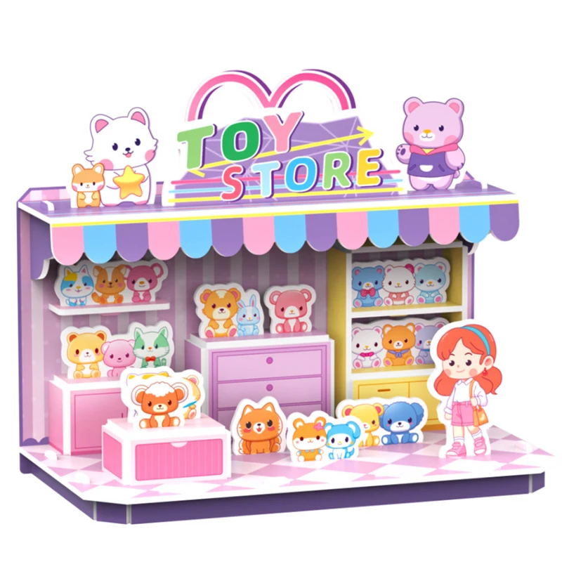 3D Puzzle Convenience Store, Car Store, Sports Store, Toy Store, DIY Puzzle Jigsaw Assembly Model