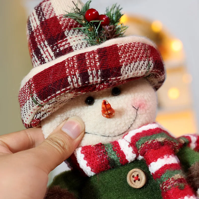 1PCS Christmas Ornament Fabric Rocking Chair Santa Ornament Plaid Fabric Tabletop Decoration Holiday Home Living Room Scene view 2
