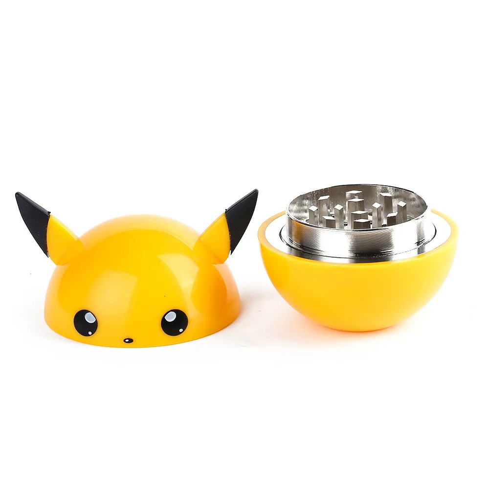 New Creative Pikachu Smoke mill 2 layer spherical tobacco leaf mill Spirit ball 55mm zinc alloy smoke mill