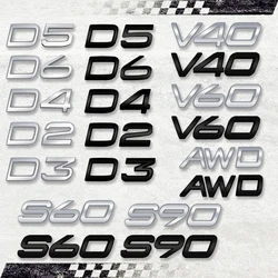 Adesivo de carro 3D para Volvo, AWD, D2, D3, D4, D5, D6, D7, Emblema de deslocamento, Emblema traseiro de metal, Decalque para Volvo V40, V60, S60, C30, S90, acessórios