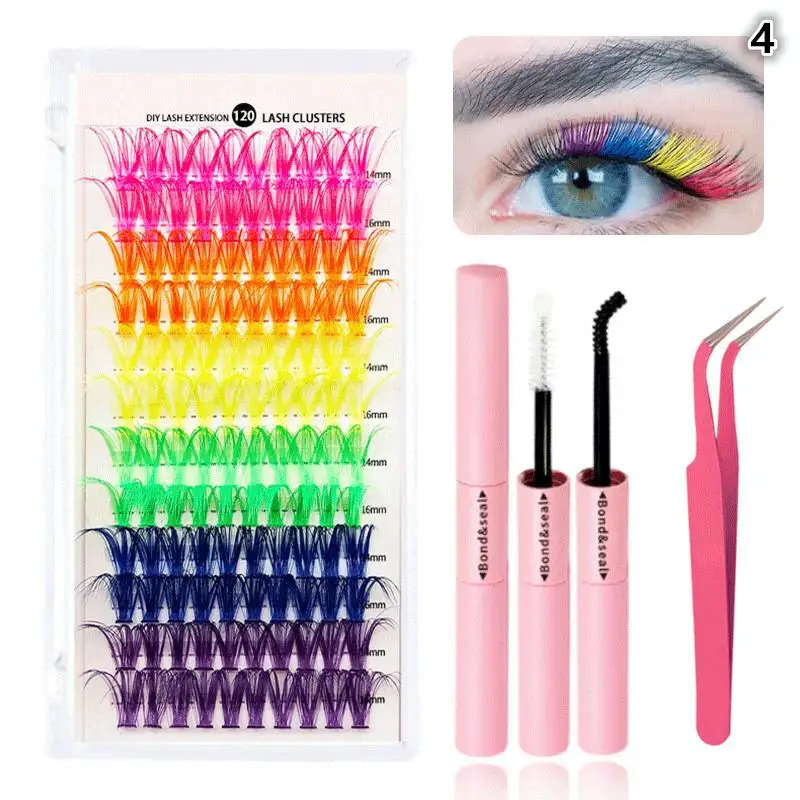 Professionelles Wimpernverlängerungs-Set Farbige Natürliche Wispy-Wimpernbüschel Einfache DIY-Anwendung für Salon oder Heim-Schönheitsroutine