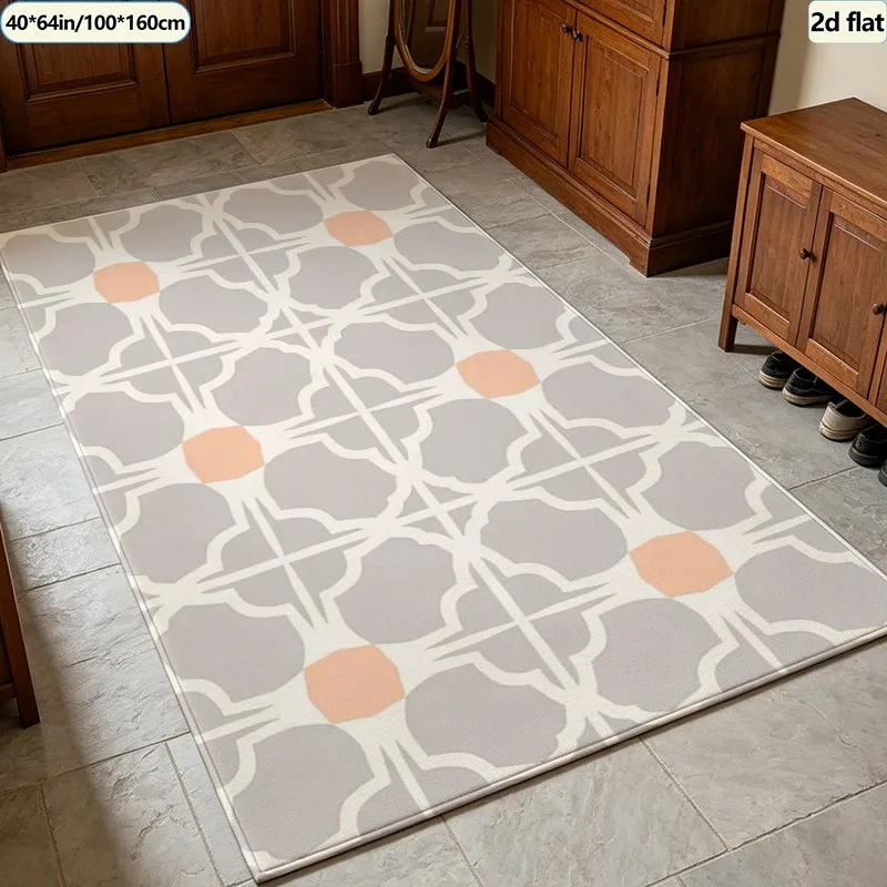 Retro Moroccan Tile Style Carpet Flooring Ornate Geometric Area Rug Soft Non‑Slip Floor Carpet for Indoor House Decor