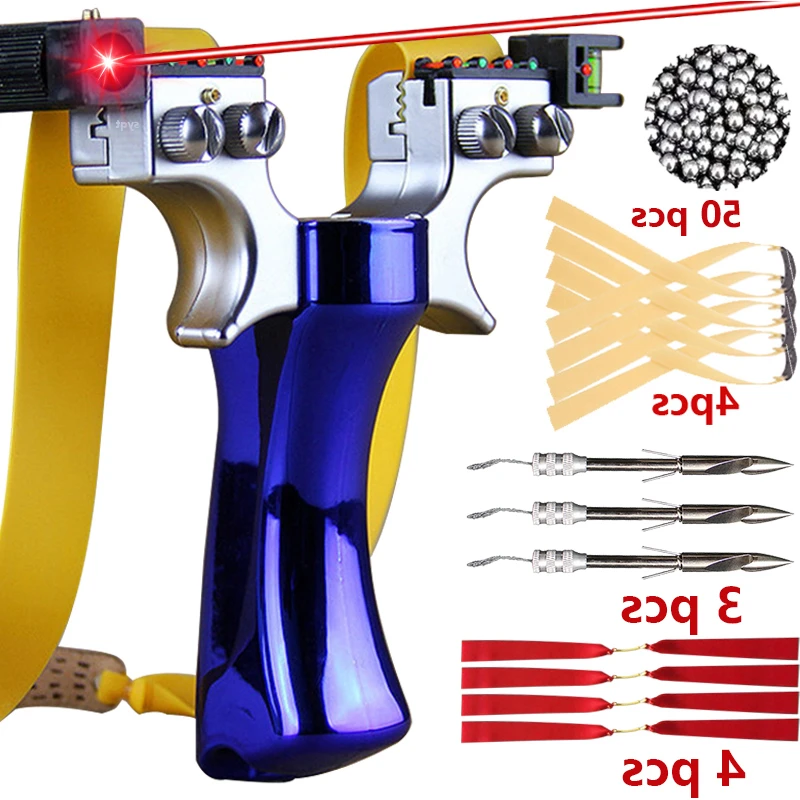 Tirachinas láser de doble tornillo, tirachinas de presión rápida de 4 colores, bola de acero para caza al aire libre, tiro de dardos de pescado,