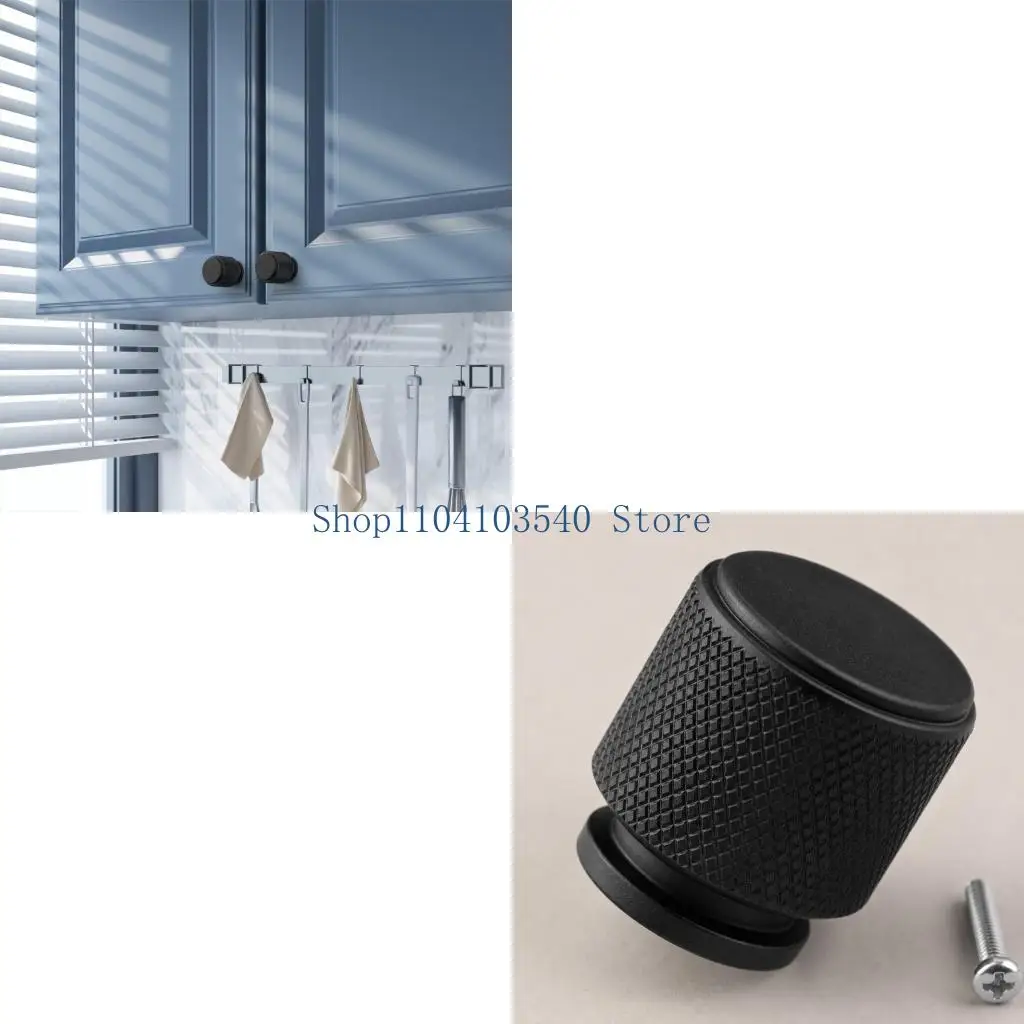 02DC Aluminum Cabinet Knob Handle with Textured Matte Black Grip for Wardrobes