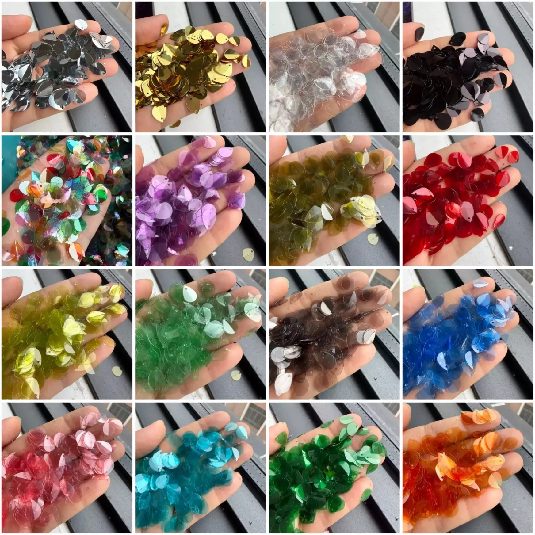 50g DIY  Sewing Accessories Craft Material loosen Sequins PET Waterdrop Folded Sequins 8*10mm Water Drop Petal Paillettes