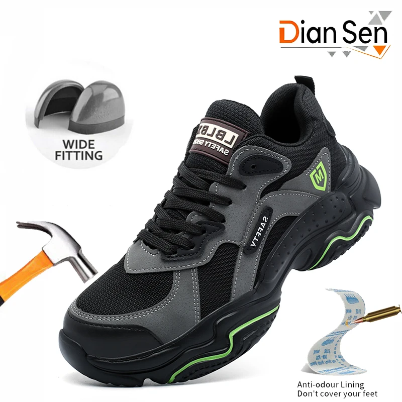 

Mens Work Shoes Steel Toe Safety Boots Indestructible Anti-smash Work Shoes Lightweight Breathable Sneakers Industrial Shoes