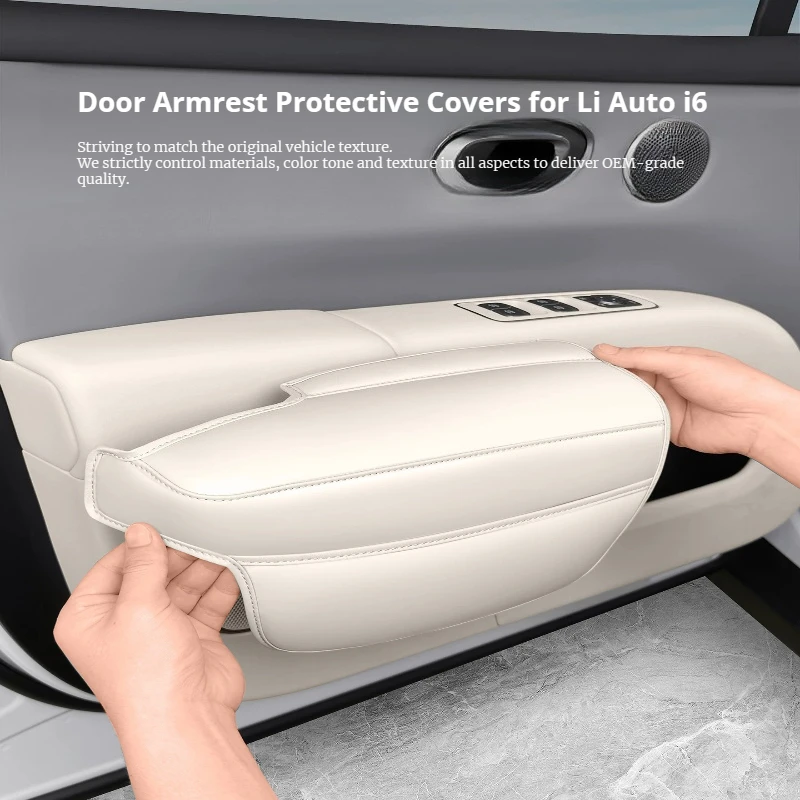 For Leather Door Armrest Cover & Inner Door Handle Protective Pad, Modification Accessories Fit For Li Auto i6