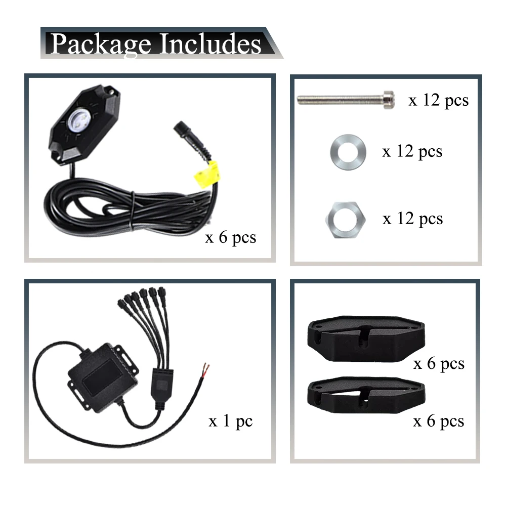 12 V RGB LED Rock Lights Atmosphere lights Car accessories for cars, trucks, motorcycles, ATVs