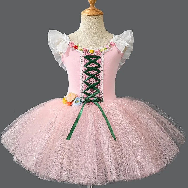 Children's Ballet Dress for Performance - Swan Lake Professional Strappy Ballet Dress for Girls - Little Swan Dance Dress