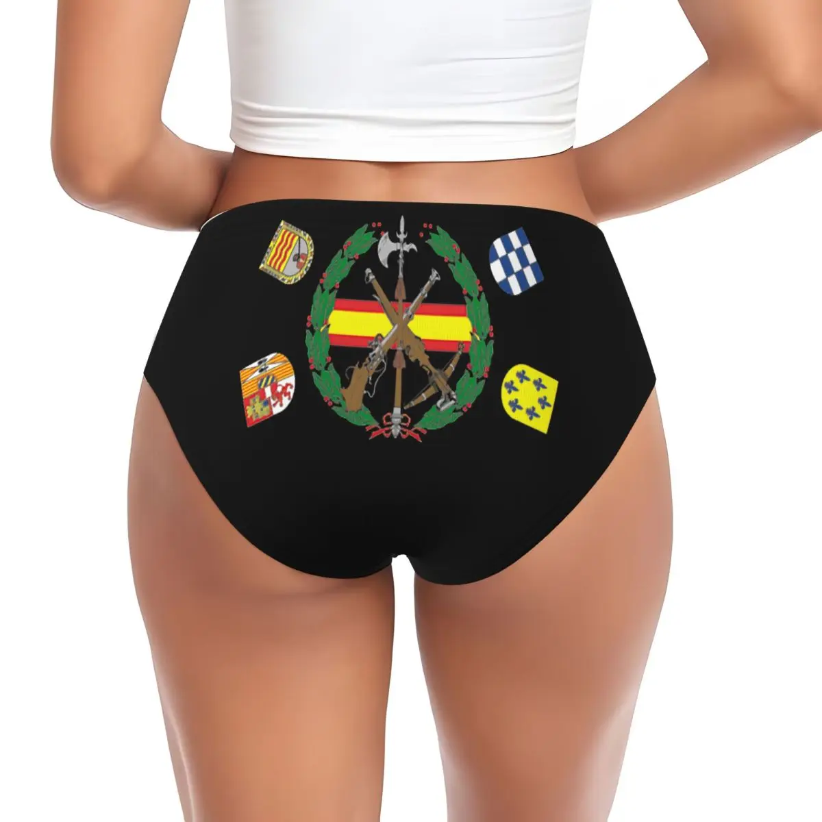 Custom Spanish Legion Briefs Underwear Women's Breathable Stretch Shorts Panties Spain Coat of Arms Brief Panties
