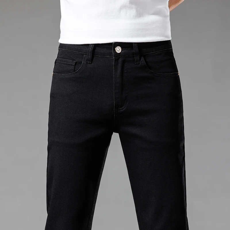 White Jeans Men's 2024 New Straight Slim-Fitting Simple Fashion High-End Quality Stretch Casual Trousers