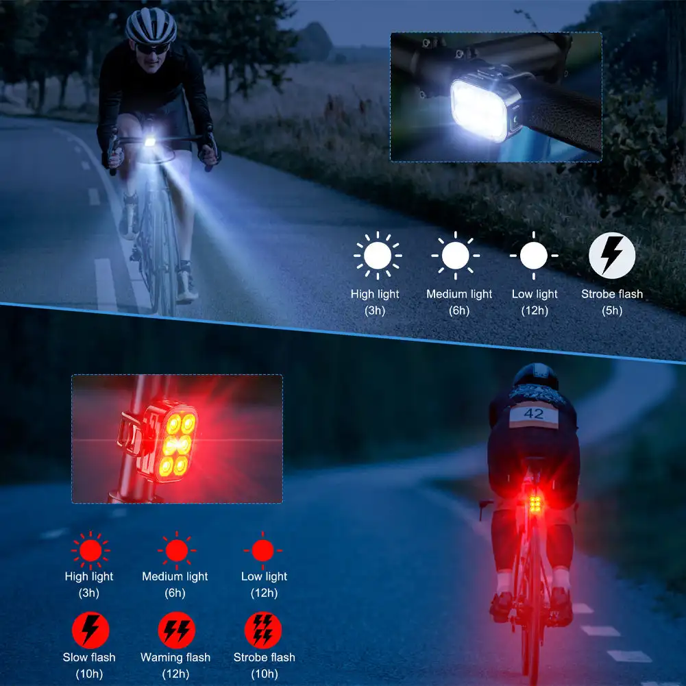 Q5 Fahrradscheinwerfer Rücklicht MTB Rennrad Helle Taschenlampe Radfahren Wasserdicht 50 200 Lumen LED Typ-C Hinten Vorderlichter