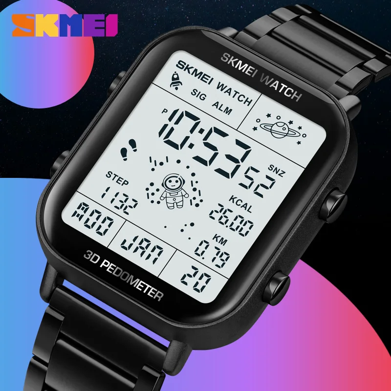 SKMEI Moda Pedometro Calcolo di Calorie Orologi Digitali Per Uomo Donna Cronometro Conto Alla Rovescia Calendario Orologi Da Polso reloj hombre