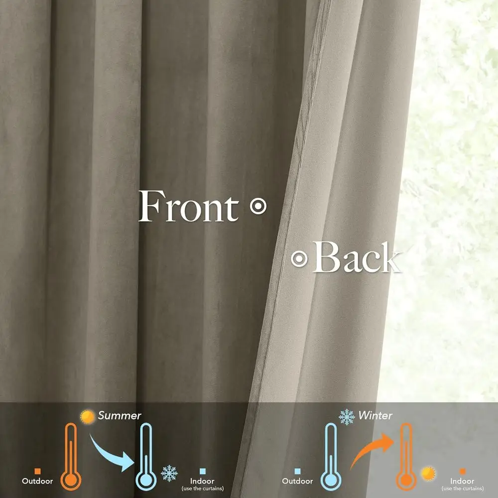 84 Rideaux occultants longs en velours Beige chameau plissé, rideaux doux isolés thermiques pour chambre à coucher, salon, bureau (2 panneaux