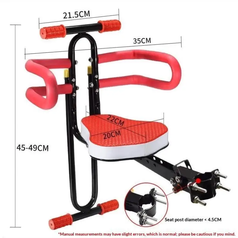 @*Child Bicycle Detachable Safety Seat with Backrest Stable Non-slip Kids Bike Seat for 1-5 Years Old Toddlers Riding