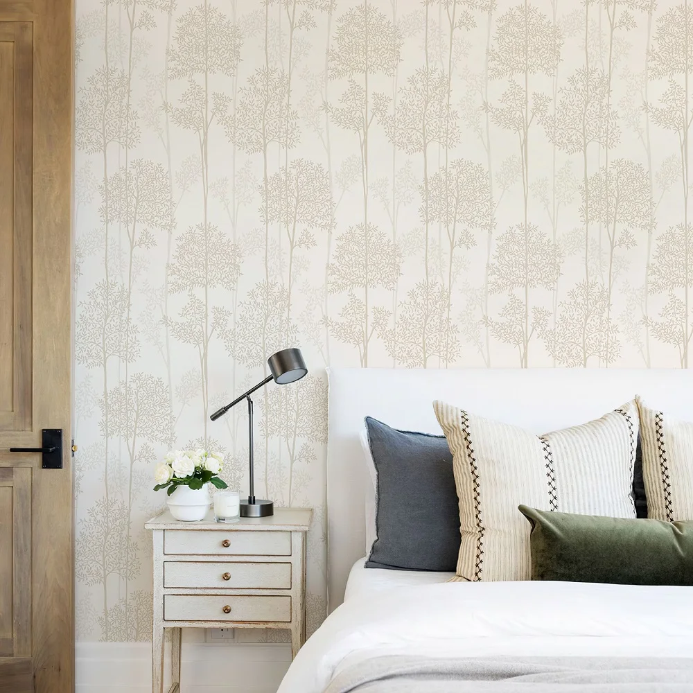 Simple Tree Wallpaper Self-adhesive Waterproof Wallpapers Bedroom Home Decoration PVC Removable Peel and Stick Wall Stickers