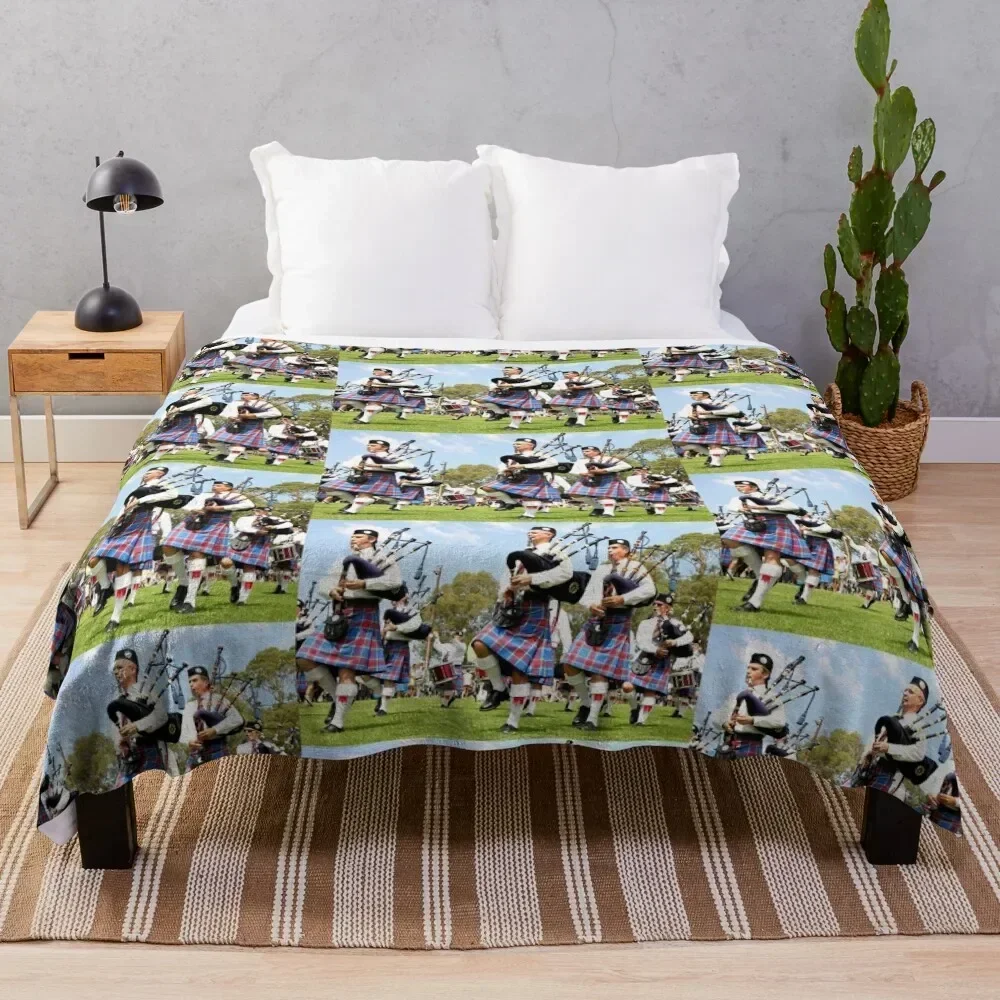 

Scottish Highland Pipe & Drum Band Throw Blanket Flannel Fleece Soft Warm Throw Blanket