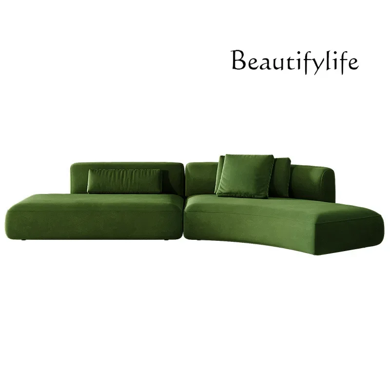 

Nordic style small apartment fabric sofa beauty salon cafe apartment living room curved sofa