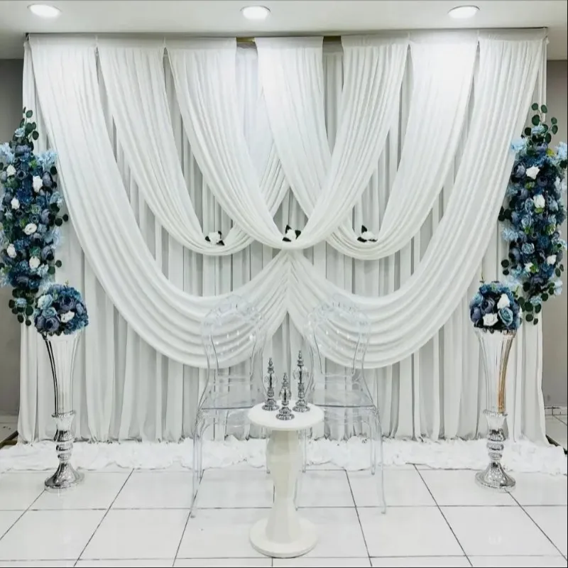 

Pure White Wedding Background Gauze Curtain Baby Shower Party Backdrop Drape Hotel Banquet Activities Background Decoration