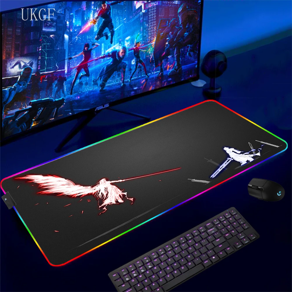 Large Gamer Final Fantasy XIV Mouse Pad Led Mousepad Rgb Computer Teclado Accessories Desk Mat Game Office Deskmat With Backlit