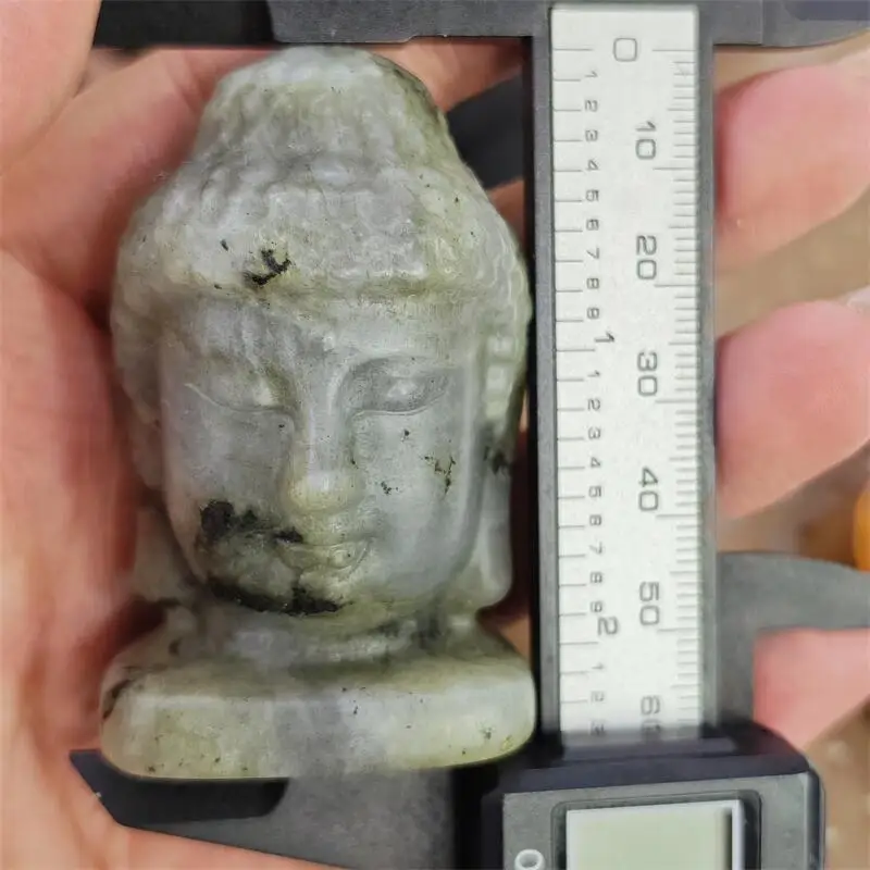 6 سنتيمتر اللابرادوريت الطبيعي بوذا رئيس نحت شفاء فنغشوي الأحجار الريكي هدايا ديكور المنزل هدية عيد 1 قطعة #4