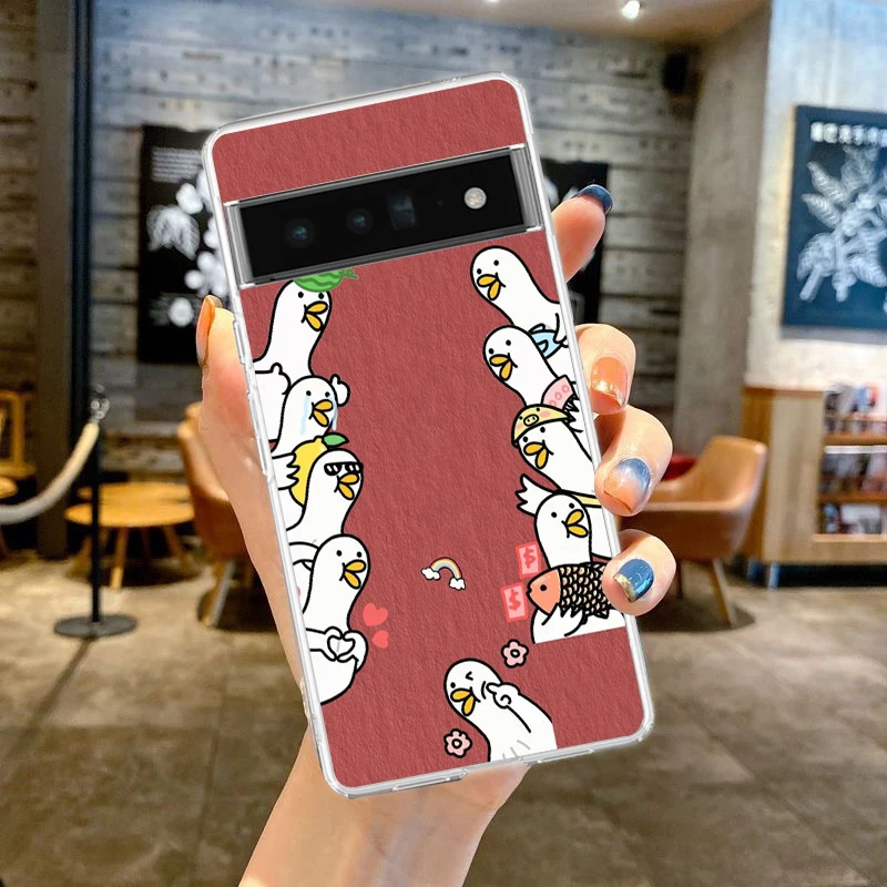 Cartoon Cute Goose Game Phone Case Cover for Google Pixel 9 8 7 6 5 4 XL Silicone 7A 6A 5A 4A 3A XL Pro 5G Transparent Shell Bag
