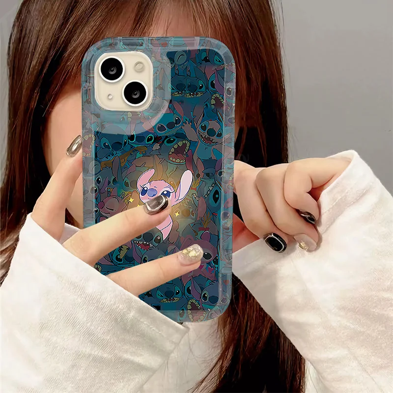 Anime Disney Stitch Case for iPhone 15 14 13 12 11 Pro Max XR XS X 8 7 6 6S Plus SE 2020 Printing Soft Silicone Protective Cover