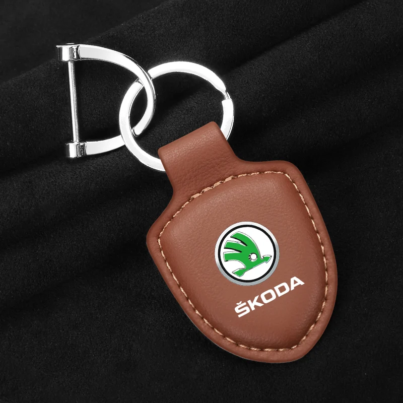 Multiple colors Luxury Car KeyChain Genuine Leather Key Ring Accessories for Skoda octavia fabia rapid yeti superb octavia a5 a7