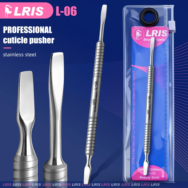 2-in-1 Stainless Steel Flat-Head Cuticle Pusher - Rust-Proof Anti-Slip, Pro/Home Nail Prep for Dead Skin/Dirt Removal
