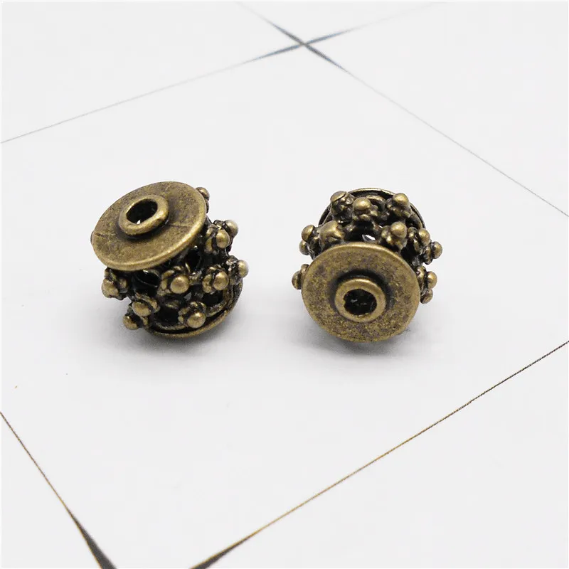 10PCS Ancient Cyan Beads Round Hole Hollow Shape Pendant Religious Style Bracelet Jewelry Accessories Birthday Party Dance