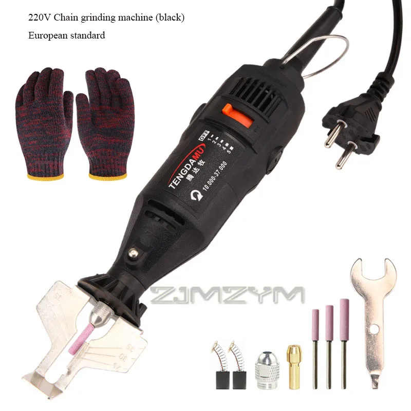 Hoge snelheid elektrische kettingzaagslijper Roterende slijpketting Boormachine Handheld molen Die Saw File met gereedschap Accessoires