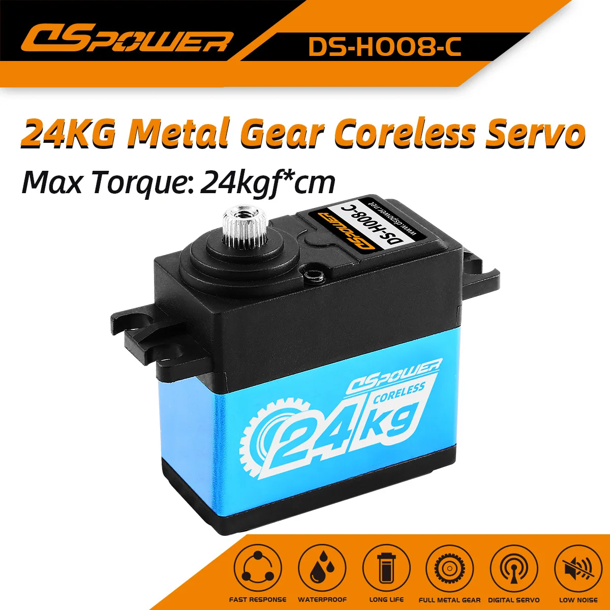 24Kg large torque steering gear remote control car model climbing car automation equipment semi-aluminum frame waterproof servo