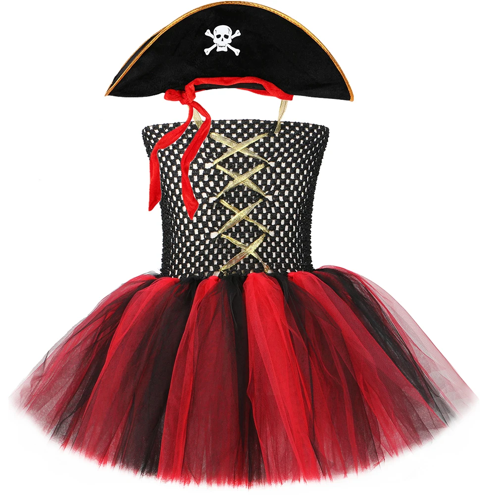 

Pirate Costume for Kids Halloween Carnival Party Clothes Girls Pirates Tutu Dress With Hat Tulle Children Fancy Dress Vestido