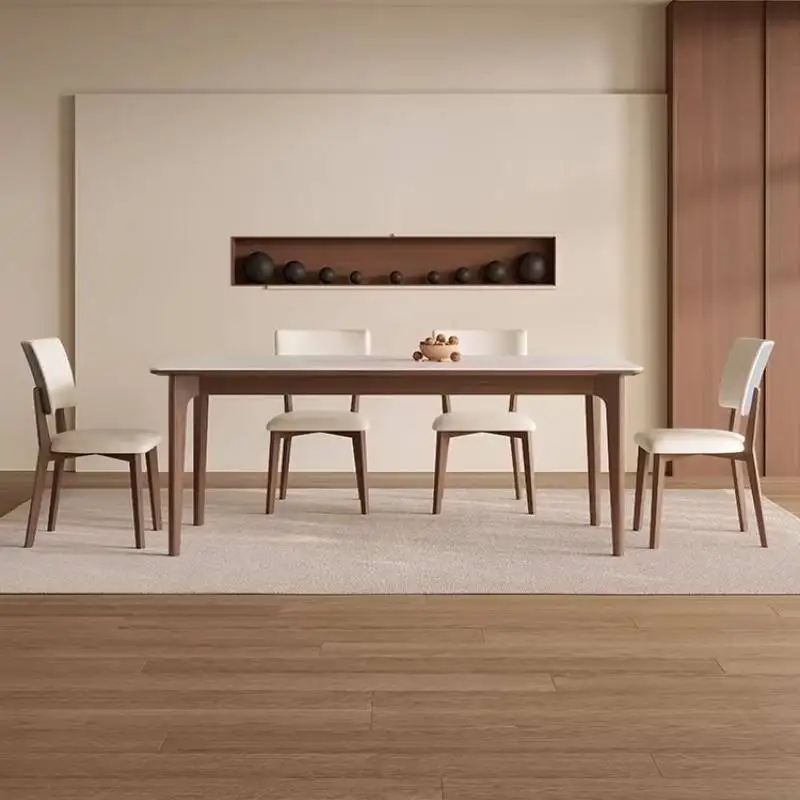 

Modern Wood Design Dining Table Set Decorations Solid Wood Kitchen Dining Table Walnut Restaurant Tavoli Da Pranzo Furniture