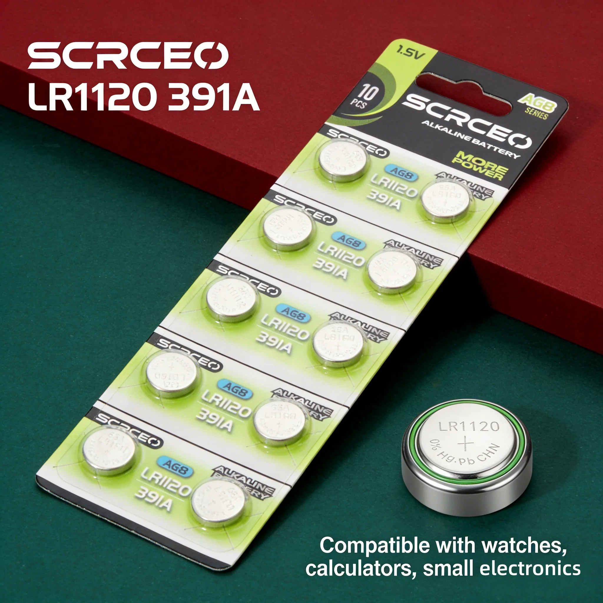 

2-50PCS LR1120 AG8 1.5V Button Battery, Also SR1120SW, Lithium Manganese Dioxide for Calculators, Watches