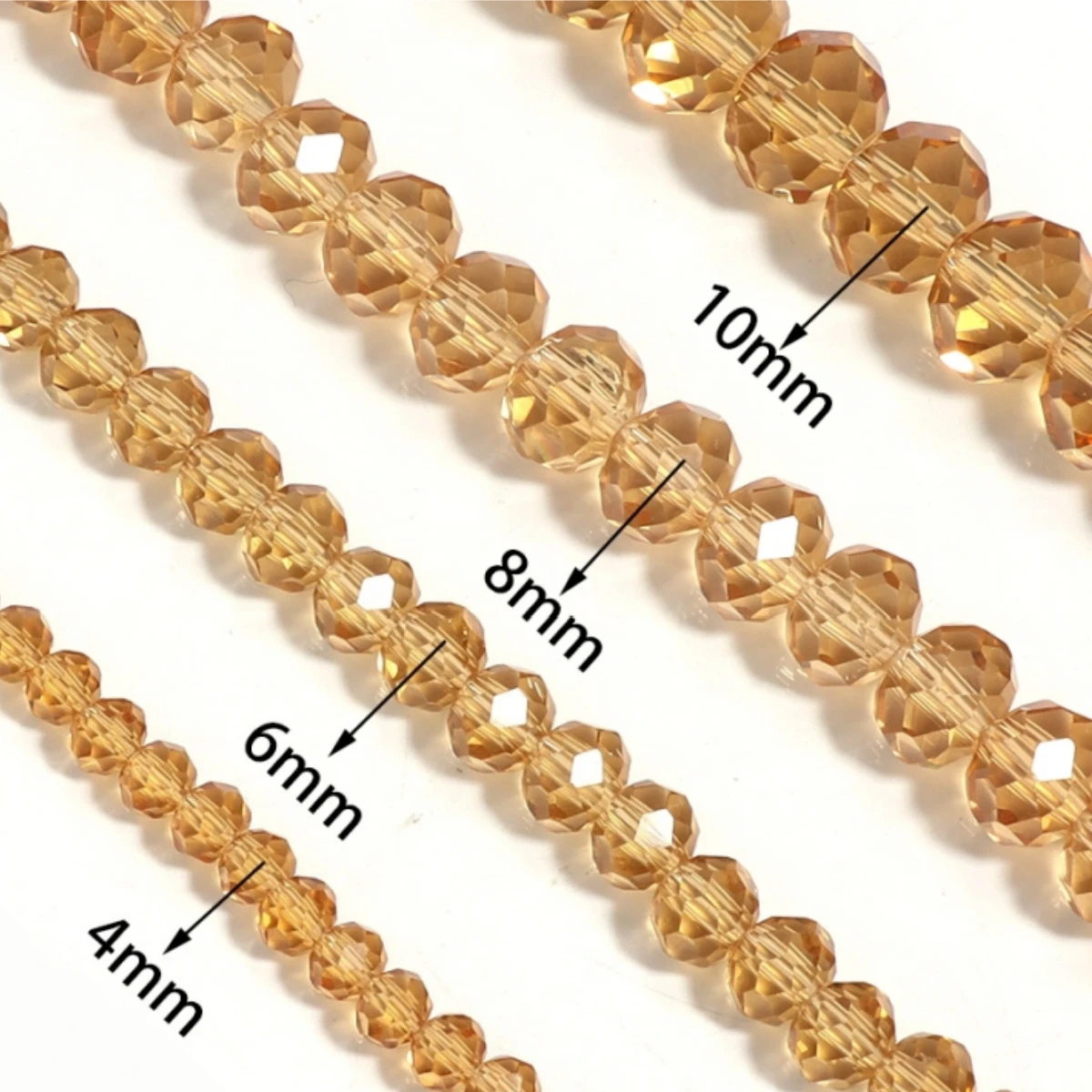 1 Strang 4/6/8/10mm Rondelle Flache Facettierte Kristallperlen aus Glas, lose Perlen für DIY-Bastelarbeiten, Ornamentherstellung, handgemachtes Zubehör – Detail 1
