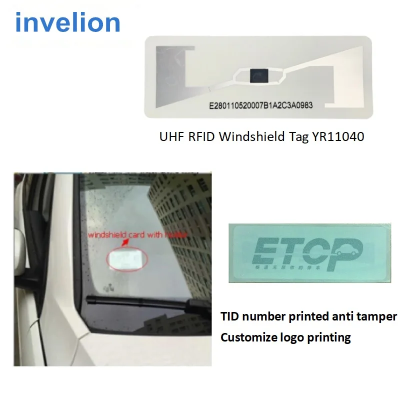 Etiqueta adesiva uhf rfid de longo alcance, controle de acesso, 10m, etiqueta de 860-960mhz, etiquetas passivas para pára-brisa, 45*110*0.3mm